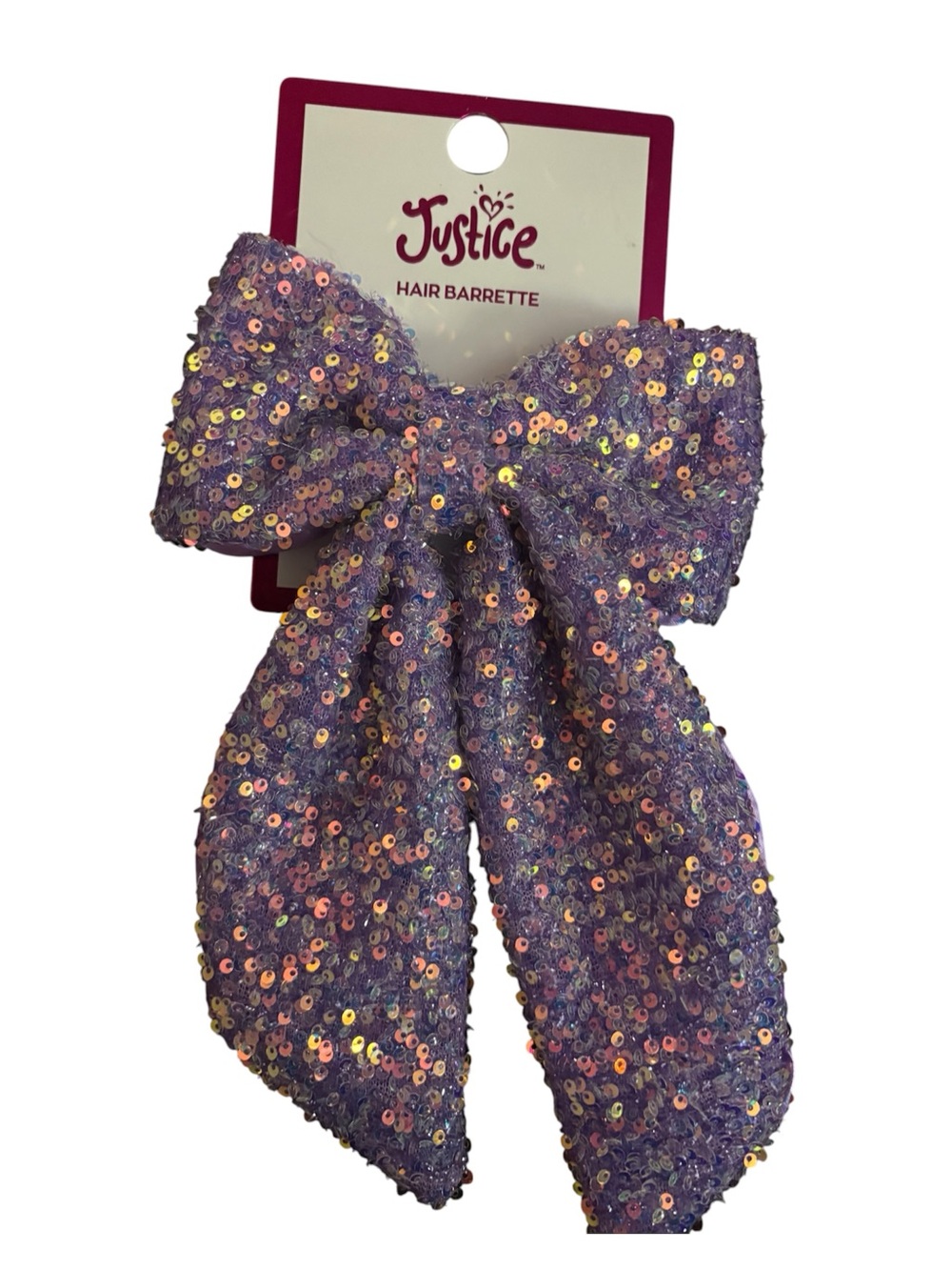 Justice Lavender Sequin Bow Hair Clip